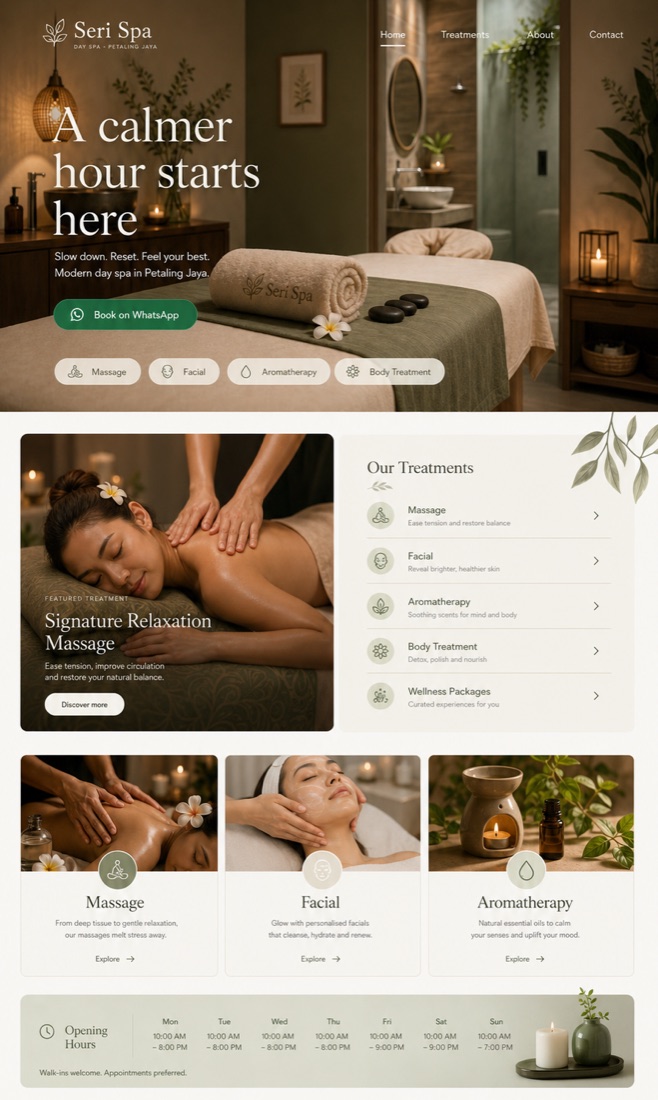 Sample spa website design